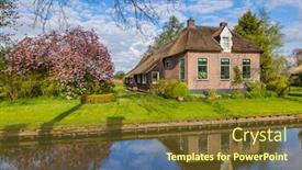  Presentation with dutch - PPT theme consisting of typical-dutch-village-giethoorn background and a tawny brown colored foreground