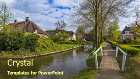  Presentation with dutch - Cool new PPT theme with typical-dutch-village-giethoorn backdrop and a tawny brown colored foreground
