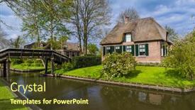  Presentation with dutch - Amazing slide deck having typical-dutch-village-giethoorn backdrop and a tawny brown colored foreground