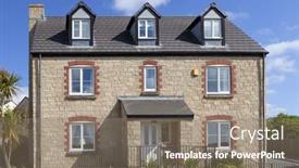  Presentation with english - Amazing slides having typical-english-house-in-cornwall backdrop and a gray colored foreground