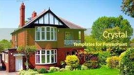  Presentation with english - Cool new slide set with typical english house in spring backdrop and a tawny brown colored foreground