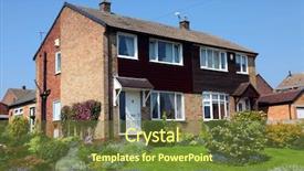  Presentation with english - PPT theme with typical english house uk background and a tawny brown colored foreground