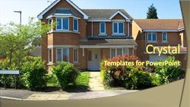  Presentation with english - PPT theme featuring typical english houses background and a tawny brown colored foreground