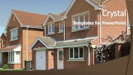  Presentation with residential - Cool new presentation theme with camomile or ox-eye daisy meadow side view backdrop and a tawny brown colored foreground