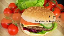  Presentation with fast food - Amazing slide deck having typical fast food a burger backdrop and a  colored foreground