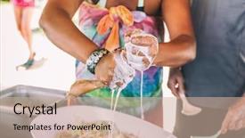  Presentation with polynesia culture - Slide deck with typical food french polynesia tahiti background and a soft green colored foreground