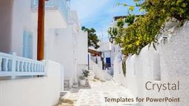  Presentation with windows doors - Audience pleasing PPT theme consisting of typical-greek-traditional-village backdrop and a lemonade colored foreground