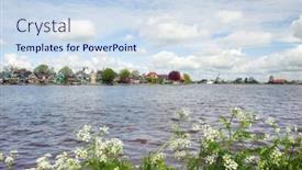  Presentation with green - Presentation theme consisting of typical-green-wooden-houses background and a sky blue colored foreground