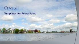  Presentation with green - Presentation having typical-green-wooden-houses background and a light blue colored foreground