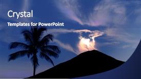  Presentation with hawaiian volcano - Presentation consisting of typical hawaiian sunset with volcano background and a ocean colored foreground