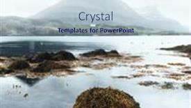  Presentation with old ship - Presentation design featuring typical iceland landscape with fjord mountains and old ship background and a sky blue colored foreground