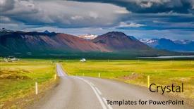  Presentation with empty road motion blur - Presentation design with typical icelandic landscape popular tour background and a gold colored foreground