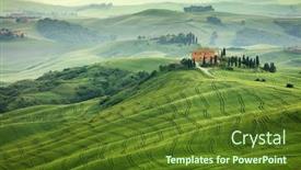  Presentation with tuscany - Audience pleasing presentation theme consisting of typical-landscape-of-tuscany-landscape backdrop and a tawny brown colored foreground