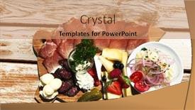  Presentation with lunch - Presentation with typical-lunch-plate-with-sausage background and a coral colored foreground