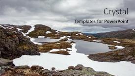  Presentation with mountain lake - Cool new presentation with typical-norwegian-landscape-with-snowy backdrop and a light gray colored foreground