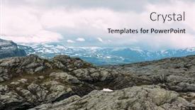  Presentation with spectacular - Colorful slides enhanced with typical norwegian landscape with snowy mountains near the famous trolltunga rock - most spectacular scenic cliff in norway backdrop and a light gray colored foreground