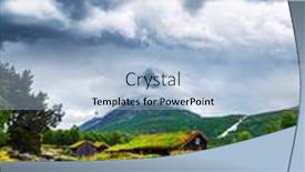  Presentation with beautiful houses - Cool new PPT theme with typical-norwegian-old-wooden-houses backdrop and a light blue colored foreground