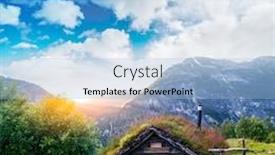  Presentation with waterfalls - PPT layouts enhanced with typical-norwegian-old-wooden-houses background and a light blue colored foreground