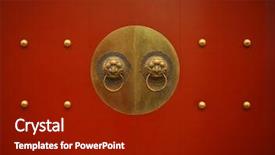  Presentation with chinese dragon - Audience pleasing slide set consisting of typical old chinese red door backdrop and a crimson colored foreground