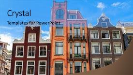  Presentation with amsterdam - Theme enhanced with typical old houses of amsterdam background and a light blue colored foreground