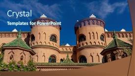  Presentation with architecture city - Presentation theme enhanced with typical-old-moroccan-architecture background and a ocean colored foreground