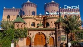  Presentation with architecture city - PPT theme with typical-old-moroccan-architecture background and a ocean colored foreground