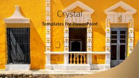  Presentation with old house - PPT layouts featuring typical-old-yellow-house background and a gold colored foreground