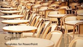  Presentation with paris - Slides with typical-outdoor-cafe-in-paris background and a coral colored foreground