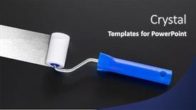  Presentation with painting walls paint roller - Cool new slides with typical-painting-roller-isolated backdrop and a dark gray colored foreground