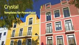  Presentation with neighborhood - PPT layouts featuring typical renewed neighborhood in a sunny street of lisbon portugal background and a tawny brown colored foreground