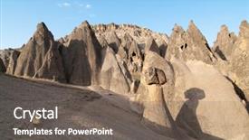  Presentation with cappadocia - Audience pleasing presentation theme consisting of typical rock formation at twilight in cappadocia turkey backdrop and a gray colored foreground