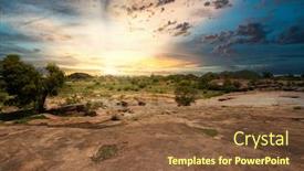  Presentation with african sunset - Beautiful theme featuring typical-rocky-southern-african-landscape backdrop and a tawny brown colored foreground