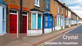  Presentation with english - PPT theme having curious black crow city wall fence tree background and a gray colored foreground