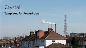  Presentation with united kingdom - Audience pleasing PPT theme consisting of typical-row-of-houses backdrop and a light blue colored foreground