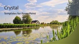  Presentation with dutch - PPT theme having typical rural dutch landscape in the netherlands background and a light blue colored foreground