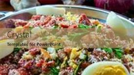  Presentation with rustic weddingd - Slide deck enhanced with typical-rustic-brazilian-tropeiro-beans background and a coral colored foreground