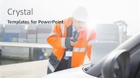  Presentation with shipping - Amazing presentation theme having typical scene from a shipping port with workers going about their daily tasks backdrop and a white colored foreground