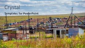  Presentation with third world - Presentation theme having typical-shantytown-in-south-africa background and a light blue colored foreground