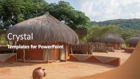  Presentation with africa - PPT theme consisting of typical-southern-africa-botswana-village background and a tawny brown colored foreground