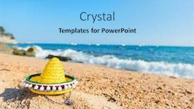  Presentation with spanish - Presentation with typical spanish sombrero hat at the beach background and a light blue colored foreground