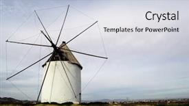  Presentation with windmill - PPT layouts consisting of typical spanish windmill in a meadow rural landscape background and a light gray colored foreground