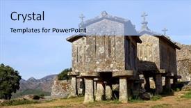  Presentation with corn - PPT theme having typical-stone-corn-driers-called background and a light blue colored foreground