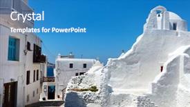  Presentation with windows doors - Presentation having typical street of greek traditional village with white walls and colorful doors windows and balconies on mykonos island greece europe background and a teal colored foreground