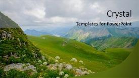  Presentation with mountains fantasy abstract nature landscape - PPT theme enhanced with typical summer mountains switzerland landscape background and a  colored foreground
