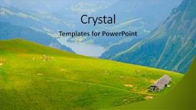  Presentation with clear sunny day rural landscape - Beautiful PPT layouts featuring typical summer mountains switzerland landscape backdrop and a  colored foreground