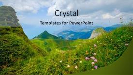  Presentation with sugarcane fields mountains landscape nature - Audience pleasing slide deck consisting of typical summer mountains switzerland landscape backdrop and a  colored foreground