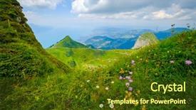  Presentation with summer time - Theme featuring typical summer mountains switzerland landscape background and a  colored foreground
