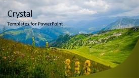  Presentation with mountains fantasy abstract nature landscape - Audience pleasing PPT layouts consisting of typical summer mountains switzerland landscape backdrop and a light blue colored foreground