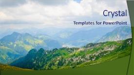  Presentation with clear sunny day rural landscape - Cool new slides with typical summer mountains switzerland landscape backdrop and a sky blue colored foreground