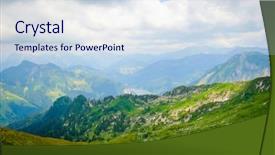  Presentation with clear sunny day rural landscape - Amazing PPT layouts having typical summer mountains switzerland landscape backdrop and a sky blue colored foreground